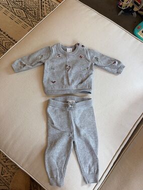 JANIE and JACK Baby Knit Sweatshirt & Pants Set - Light Gray